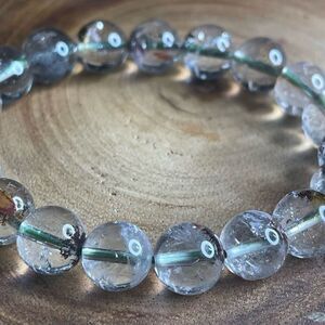 Garden Quartz beaded stretch bracelet 7” crystal healing beads 10mm scenic high